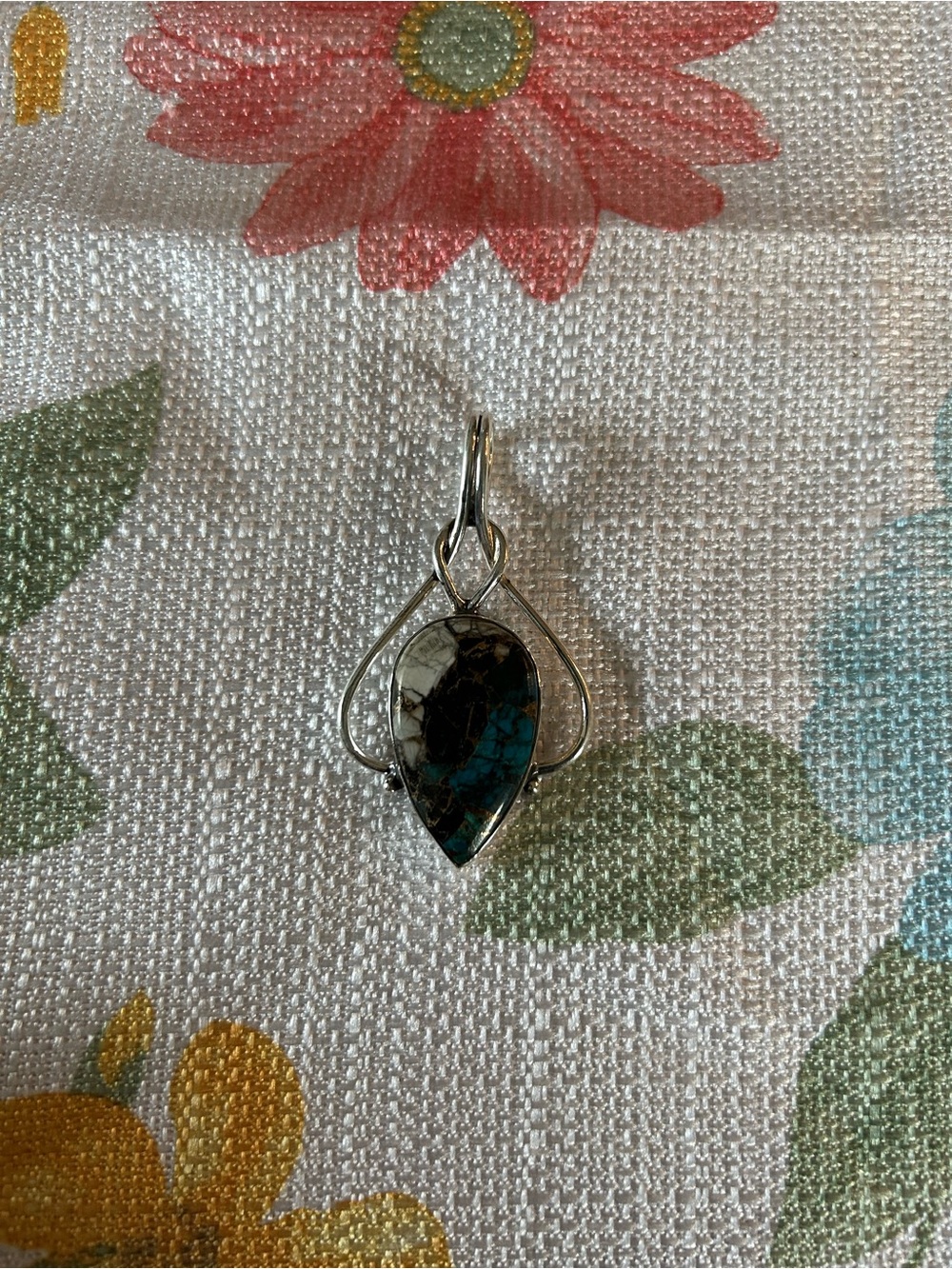 Sterling Silver Teardrop Turquoise Pendant